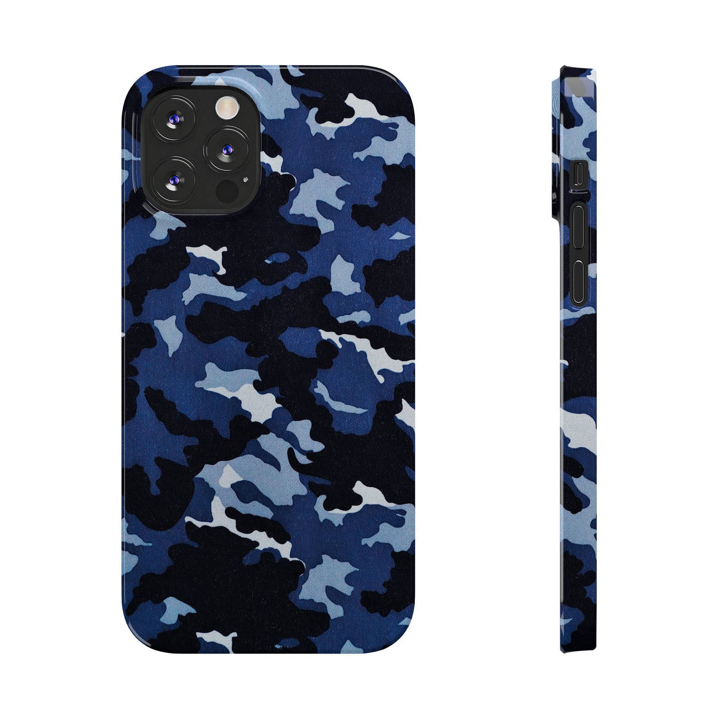 Deep Sea Concealment: Navy Blue Camouflage Iphone 15-12 Slim Phone Case