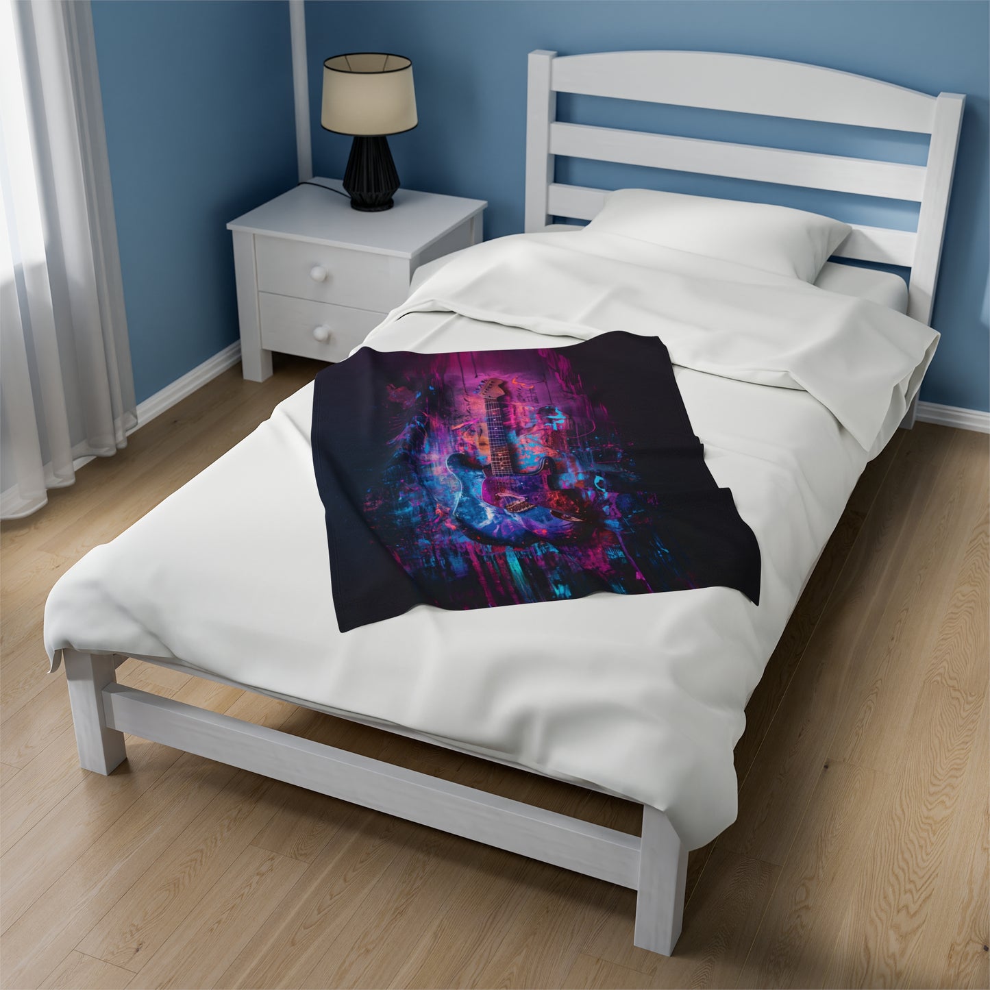 Rocking in the Purple Haze: Electric Guitar Vibes Velveteen Plush Blanket 3 Sizes