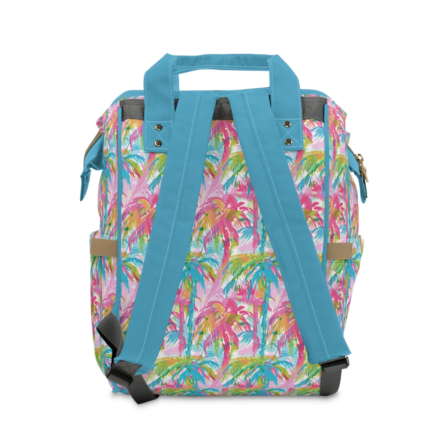 Pastel Paradise: Palm Trees in Soft Blues, Pinks, and Greens Multifunctional Diaper Backpack