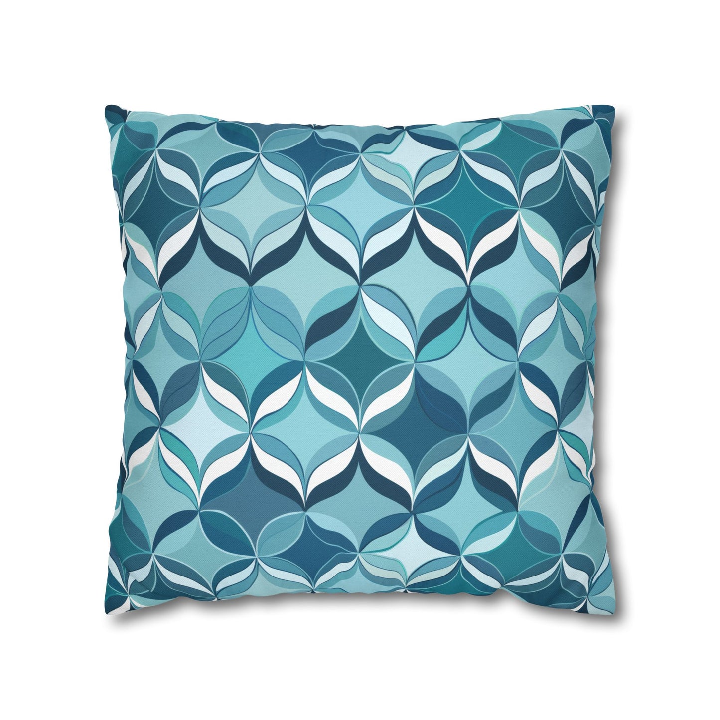 Modern Chic Aqua and Cream Geometric Pattern Spun Polyester Square Pillowcase 4 Sizes