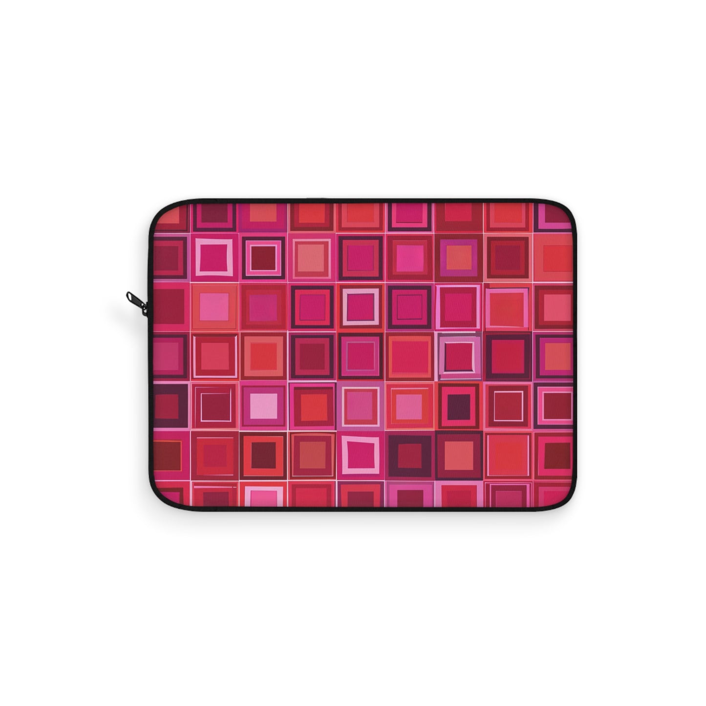 Retro Chic Geometric Bold Pink and Red Squares Laptop or Ipad Protective Sleeve 3 Sizes Available