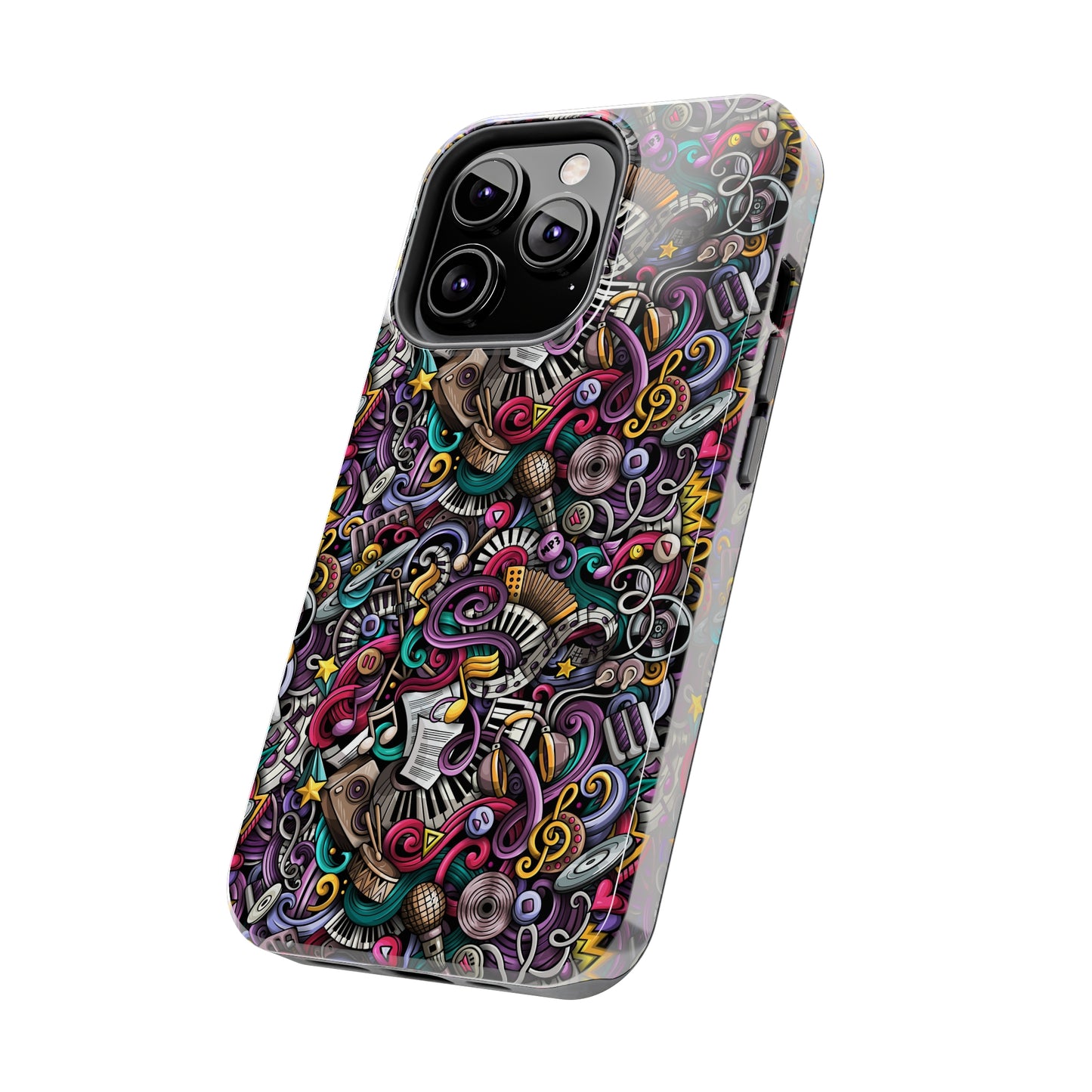 Musical Notes, Sheet Music, Swirls Cartoon Design Iphone Tough Phone Case