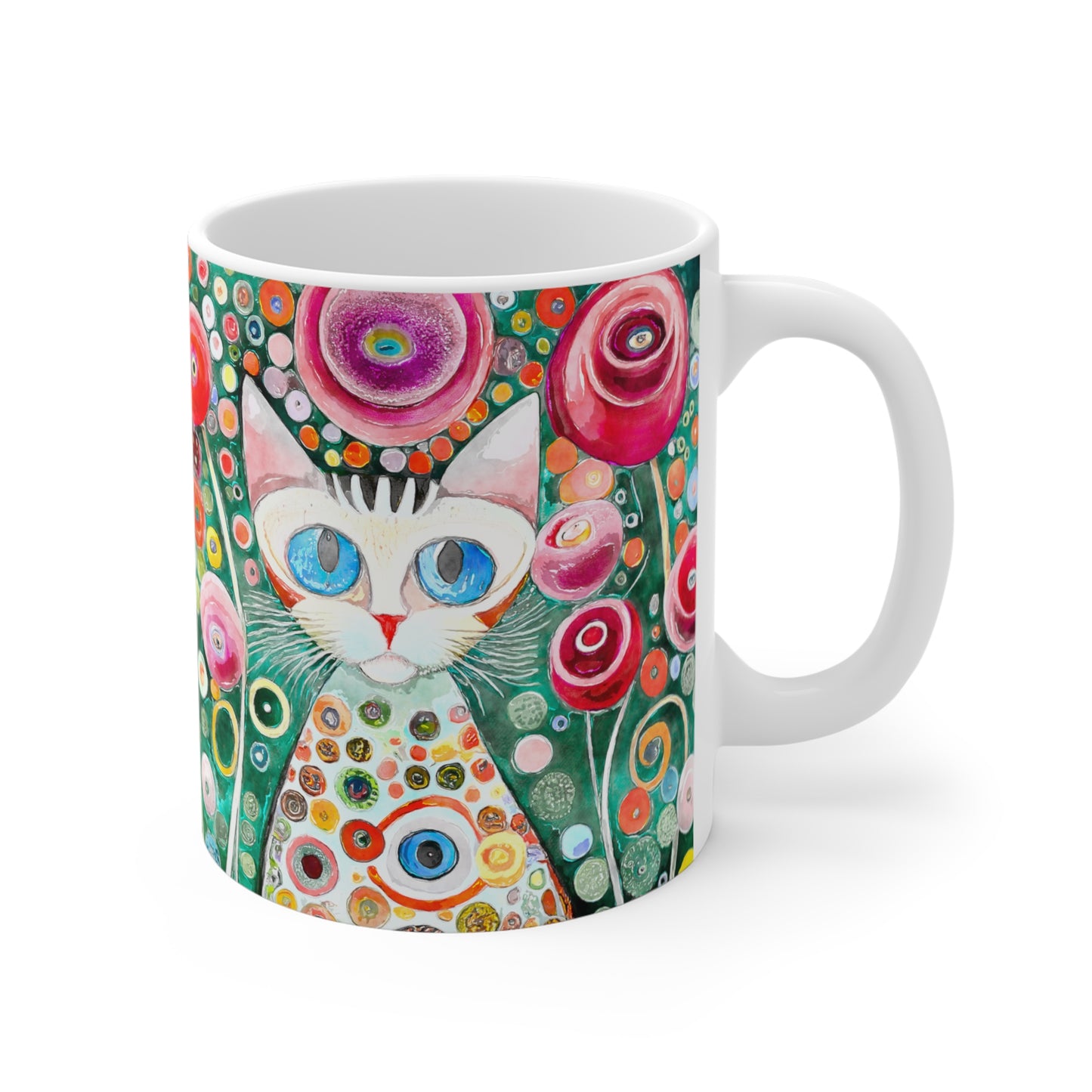 Whimsical Cat in Style of Klimt  - 11 oz Coffee