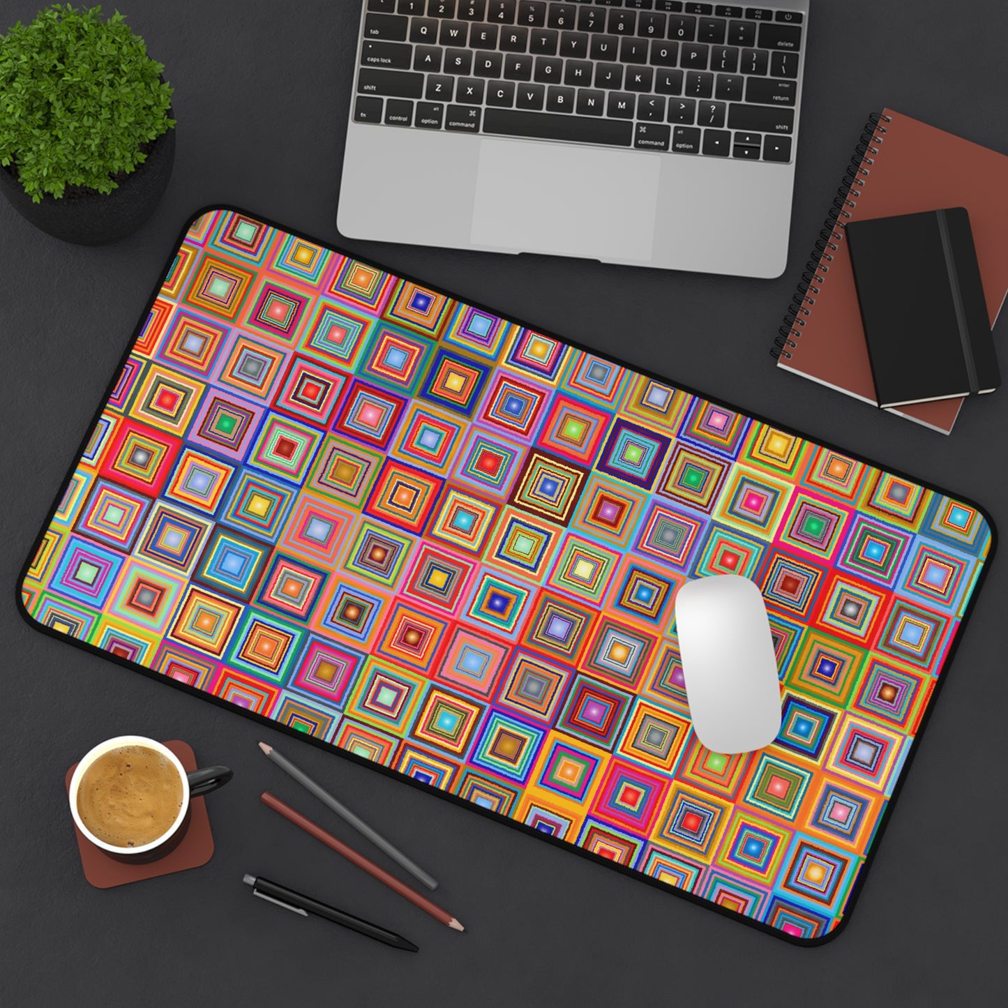 Retro Colored Squares - Desk Mat Extended Gaming Mouse Pad 3 Sizes