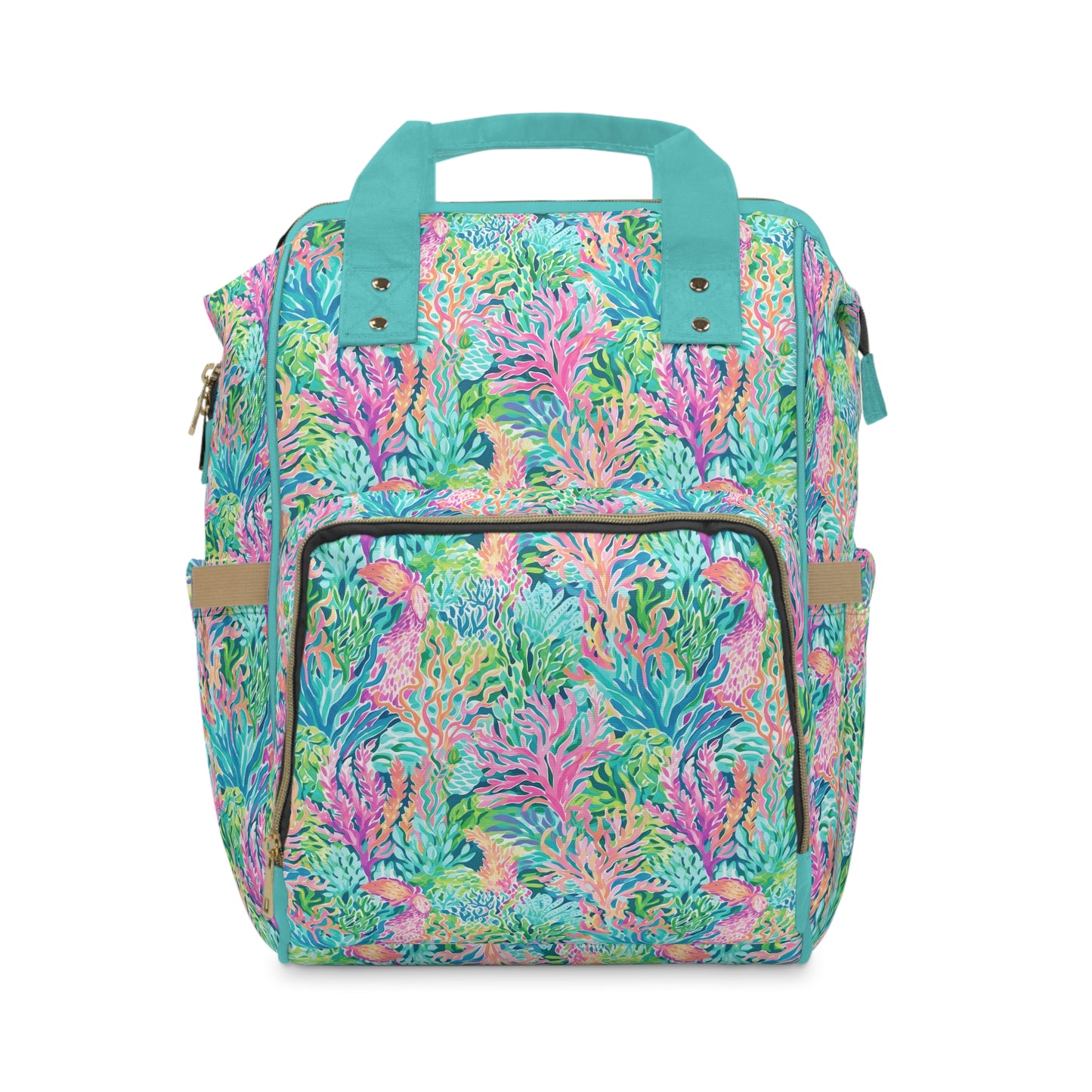 Submerged Spectrum: Vibrant Watercolor Depiction of Underwater Coral Multifunctional Diaper Backpack