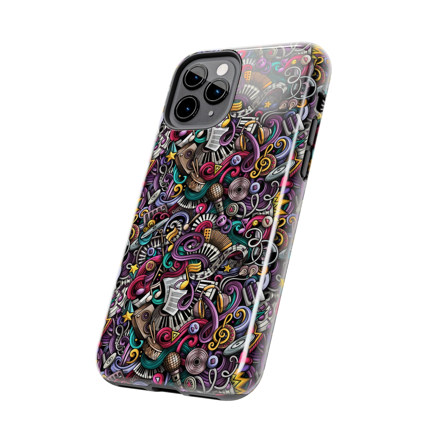 Musical Notes, Sheet Music, Swirls Cartoon Design Iphone Tough Phone Case