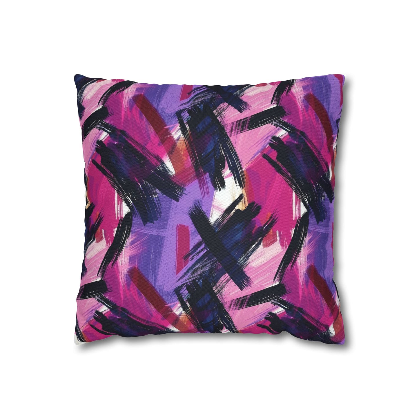 Vibrant Rebellion Brush Strokes in Hot Pink and Cool Purple on a Moody, Dark Background Spun Polyester Square Pillowcase 4 Sizes