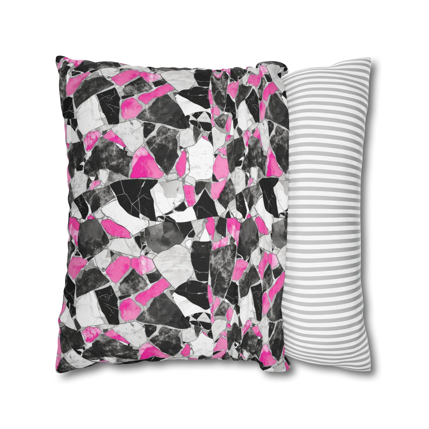 Chic Pink and Gray Mosaic Design Spun Polyester Square Pillowcase 4 Sizes