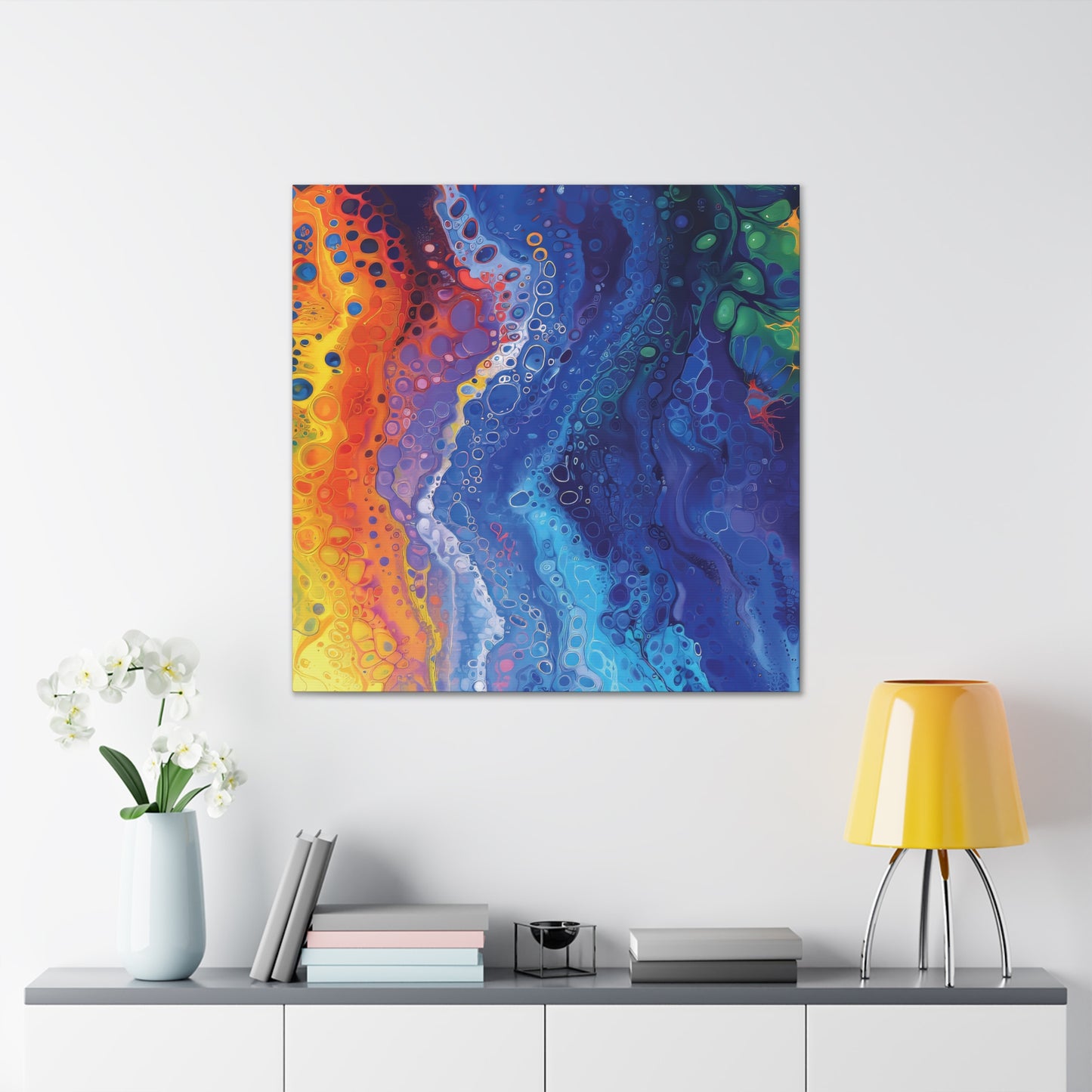 Sun, Space and Earth Alcohol Ink Print on Canvas Gallery Wraps