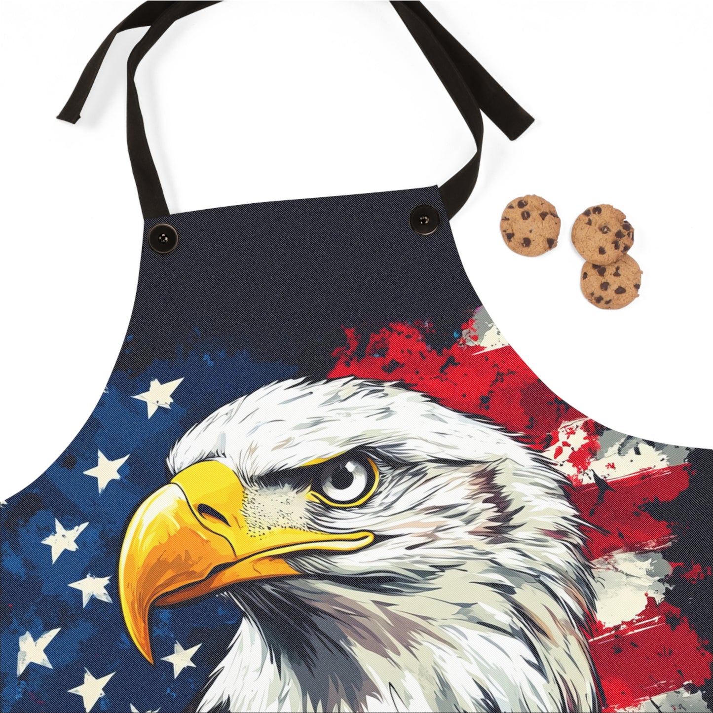 Majestic Eagle American Against a Vivid Flag Backdrop Kitchen Chef Apron