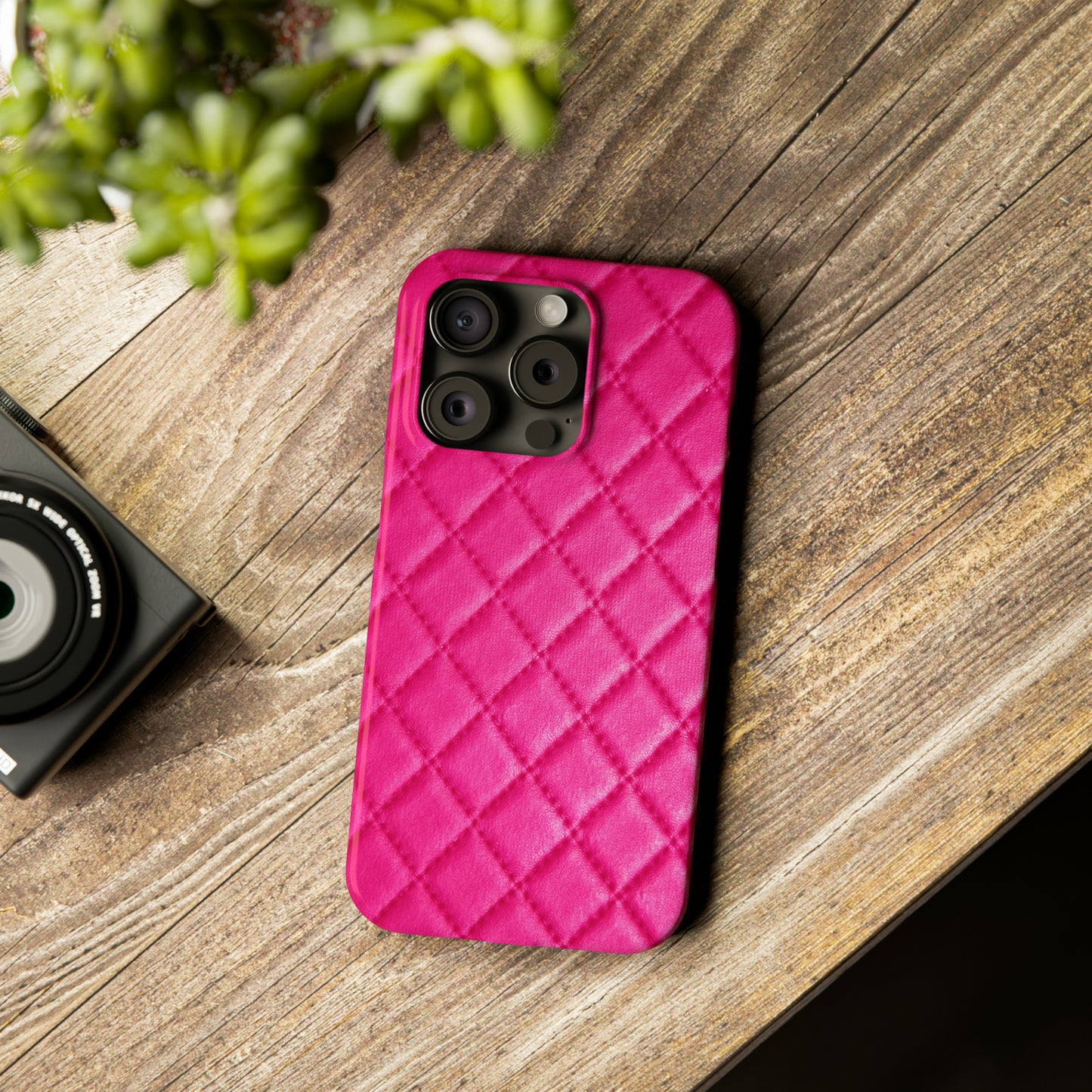 Pink Quilted Design Iphone 15-12 Slim Phone Case