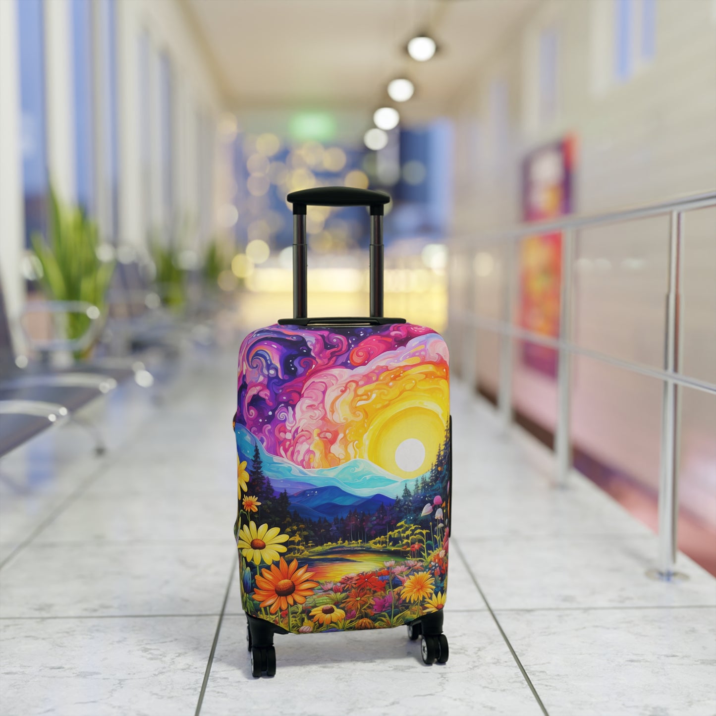 Enchanting Sunrise Over a Whimsical Field of Wildflowers  - Luggage Protector and Cover 3 Sizes