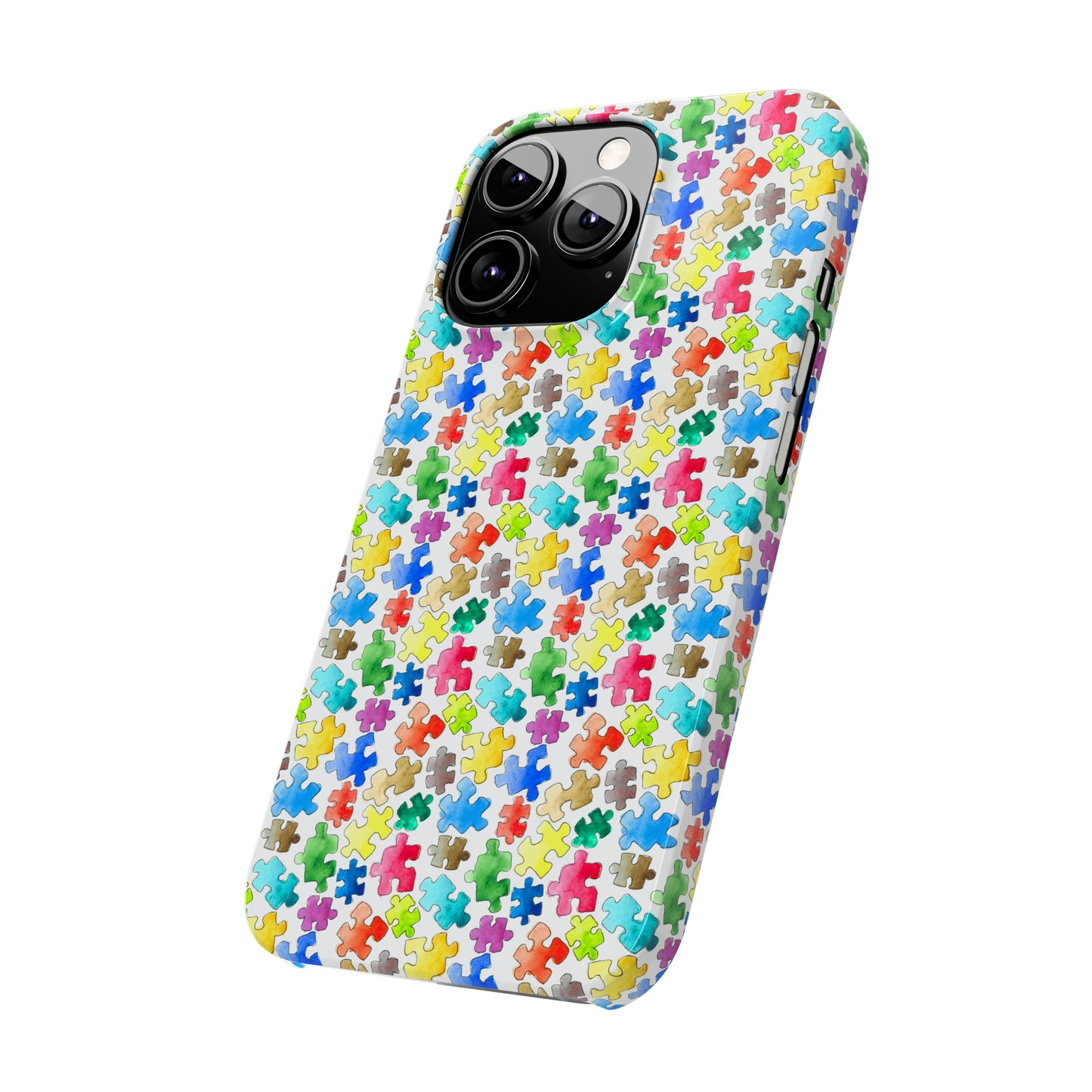 Rainbow Puzzle Pieces Iphone 15-12 Slim Phone Case