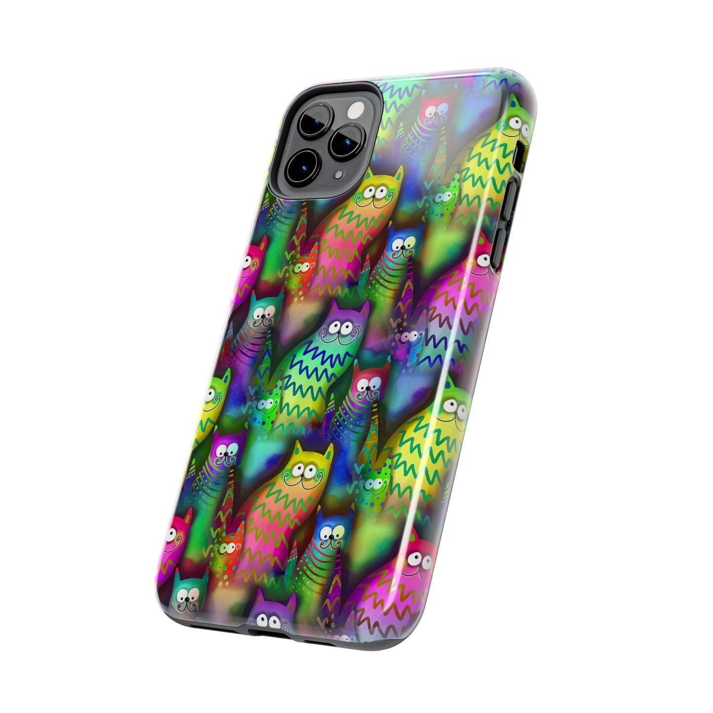 Neon Rainbow Cartoon Cats Iphone Tough Phone Case