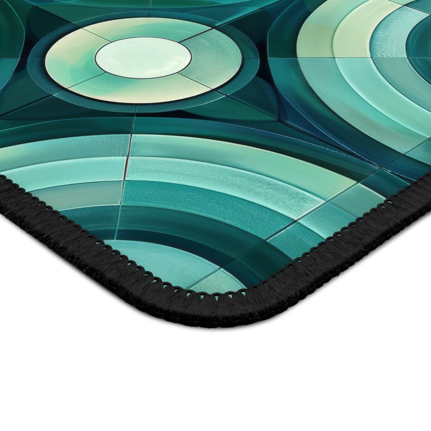 Oceanic Echoes of Layered Circles in Turquoise and Aqua Mouse Pad with Finished Edges