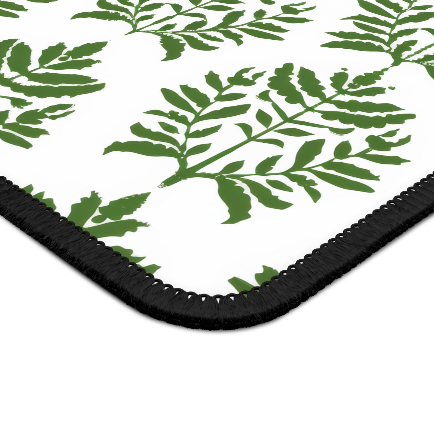 Verdant Harmony in Elegant Green Botanical Block Print Pattern Mouse Pad with Finished Edges