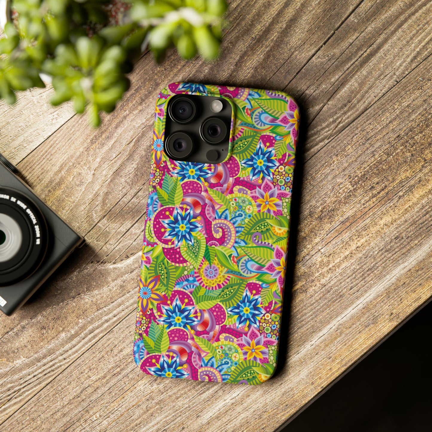 Vibrant Array of Abstract Flowers and Paisley in Rainbow Hues Iphone 15-12 Slim Phone Case