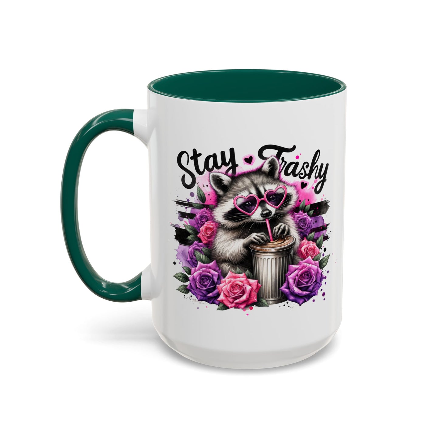 Stay Trashy Raccoon, Cute Funny Raccoon Colorful Mugs Sizes are 11oz or 15oz