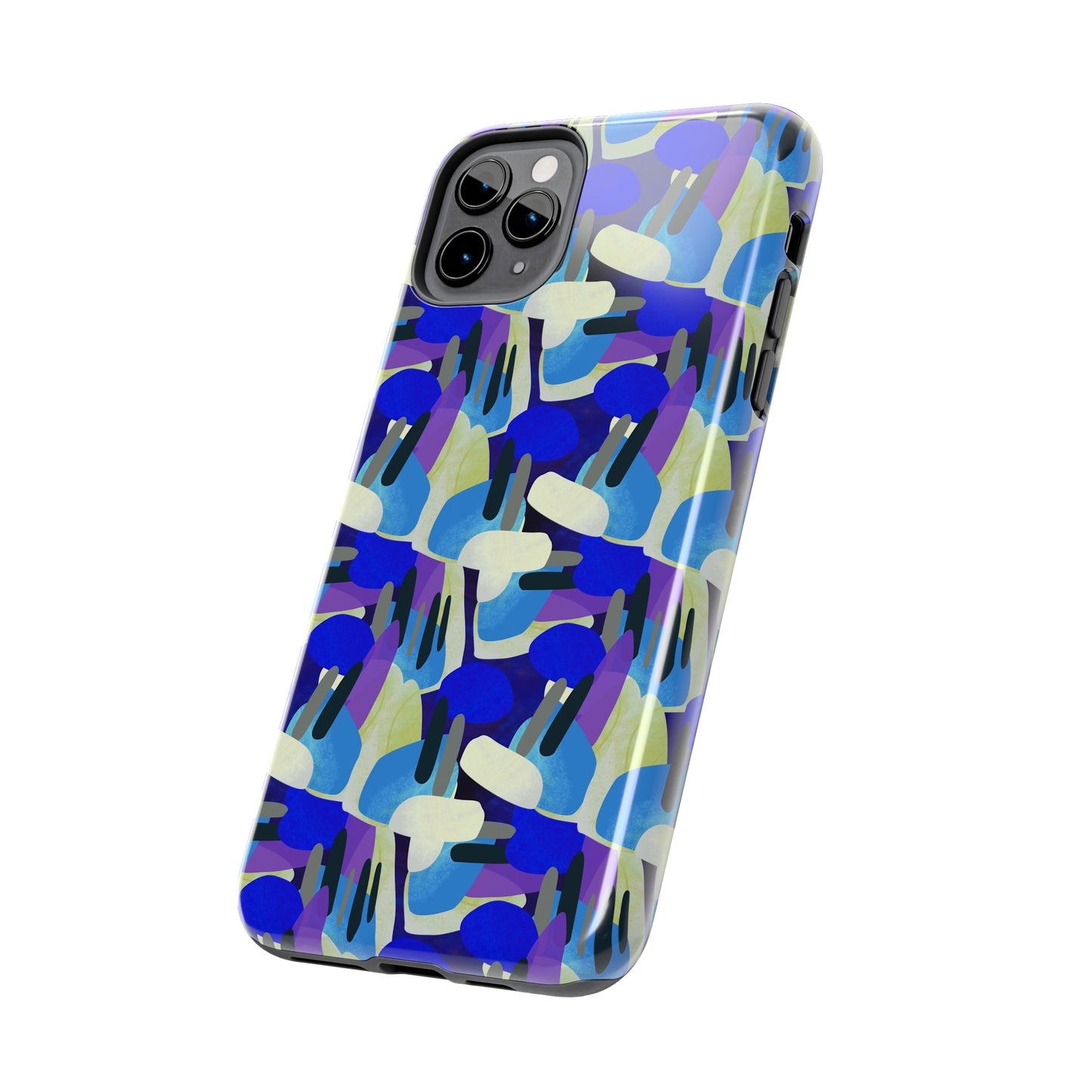 Blue, Purple and Green Abstract Design Iphone Tough Phone Case