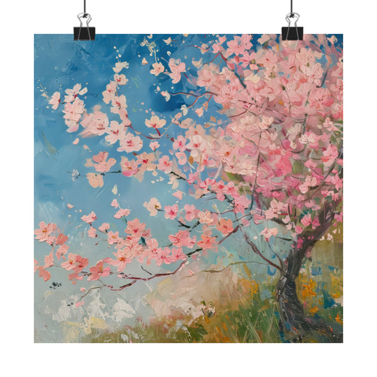 Cherry Blossom in the Morning Sunrise Print on Matte Poster - 7 Sizes