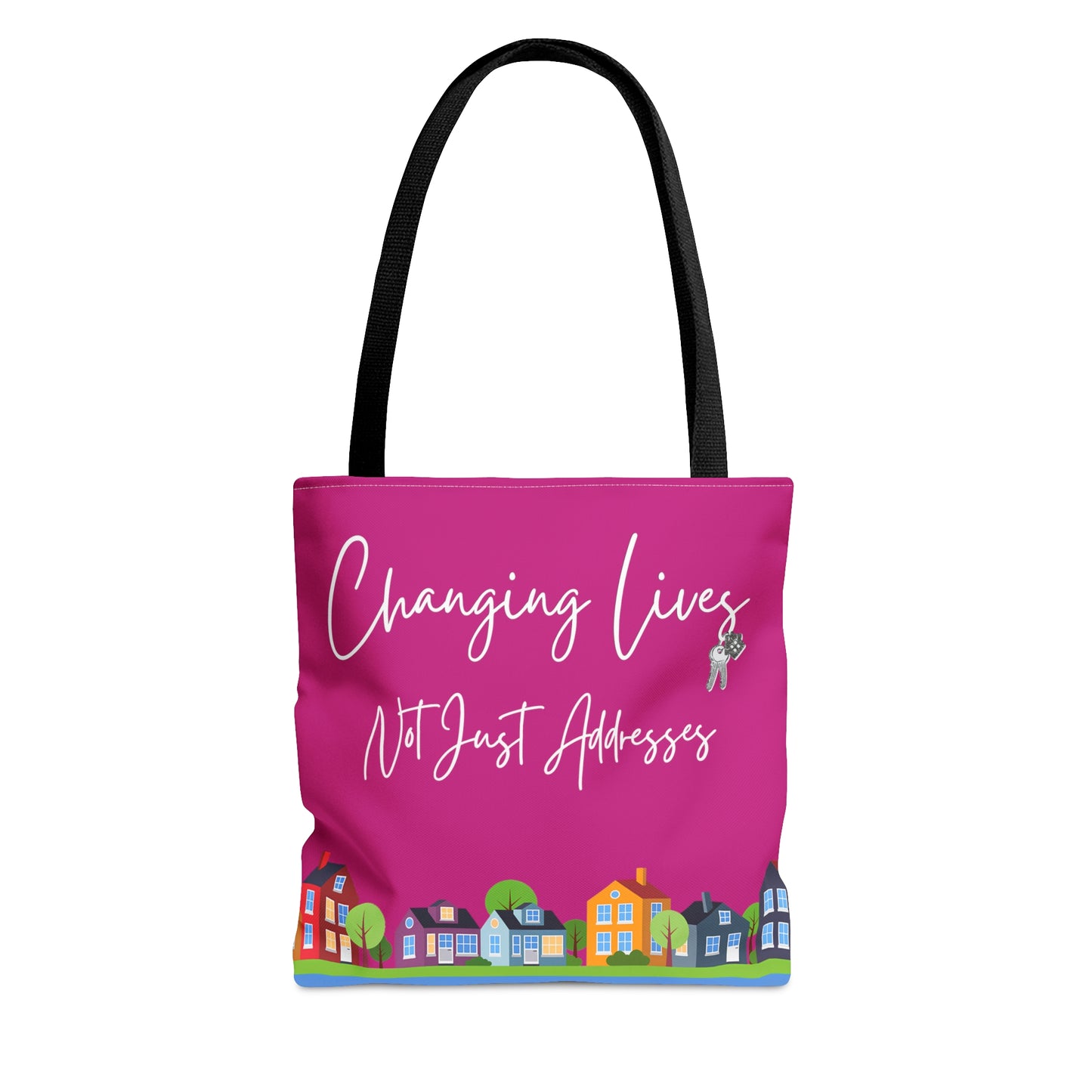 Changing Lives Not Just Addresses White Writing - Canvas Tote 3 Sizes