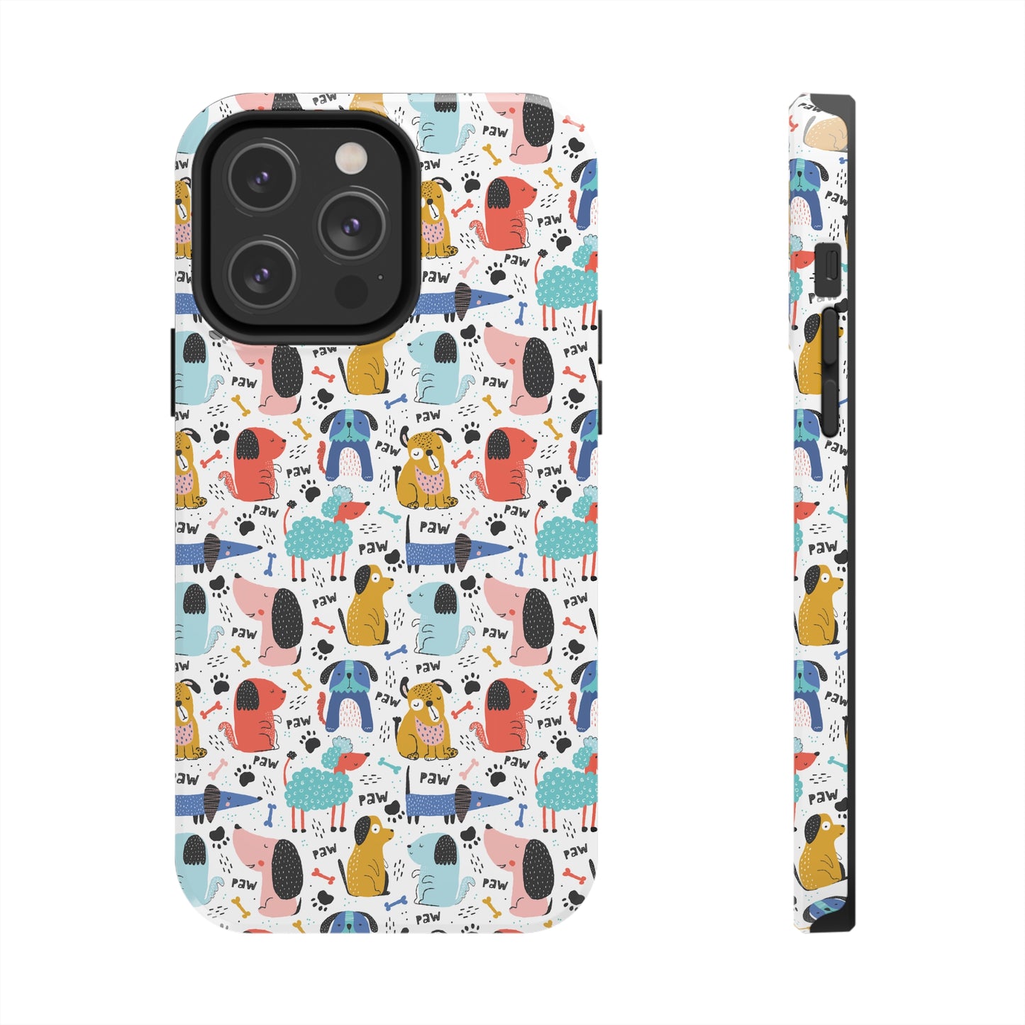 Playful Pups: Colorful Cartoon Dogs Iphone Tough Phone Case