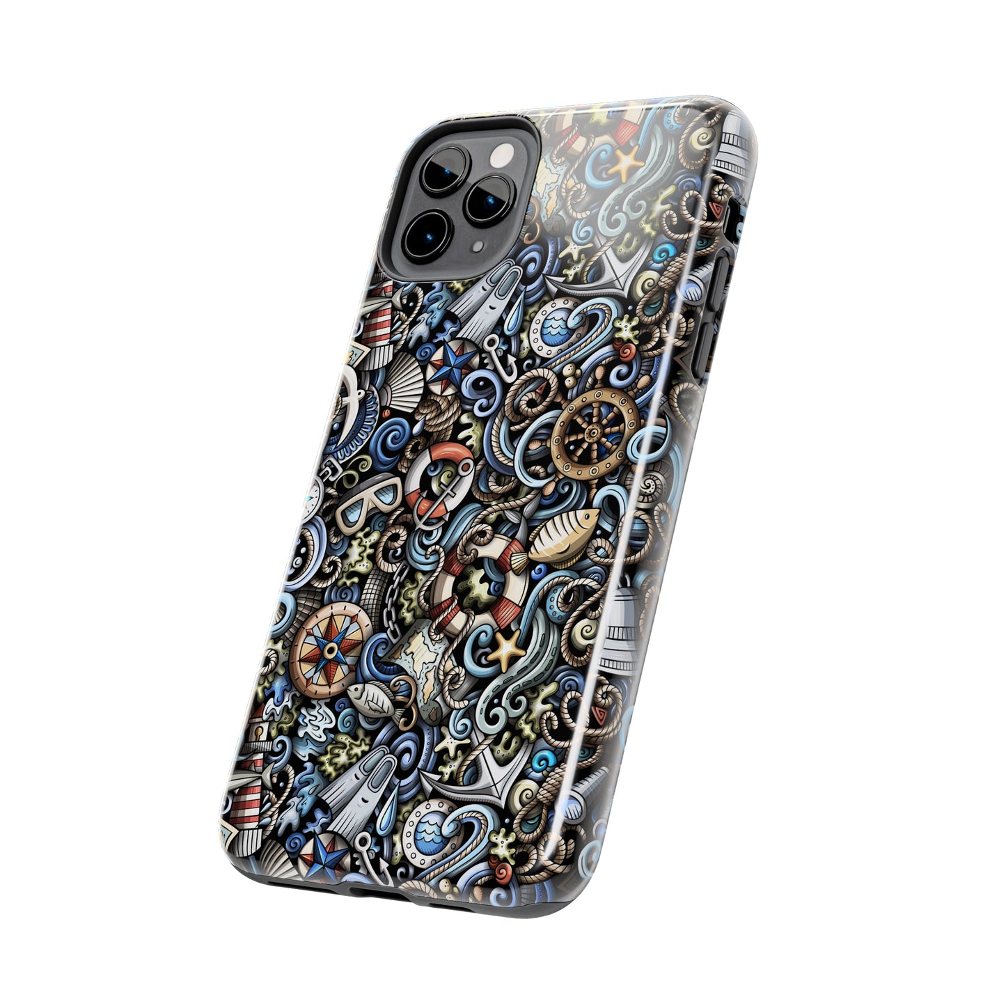 Nautical Ocean Navigation and Sealife Cartoon Design Iphone Tough Phone Case