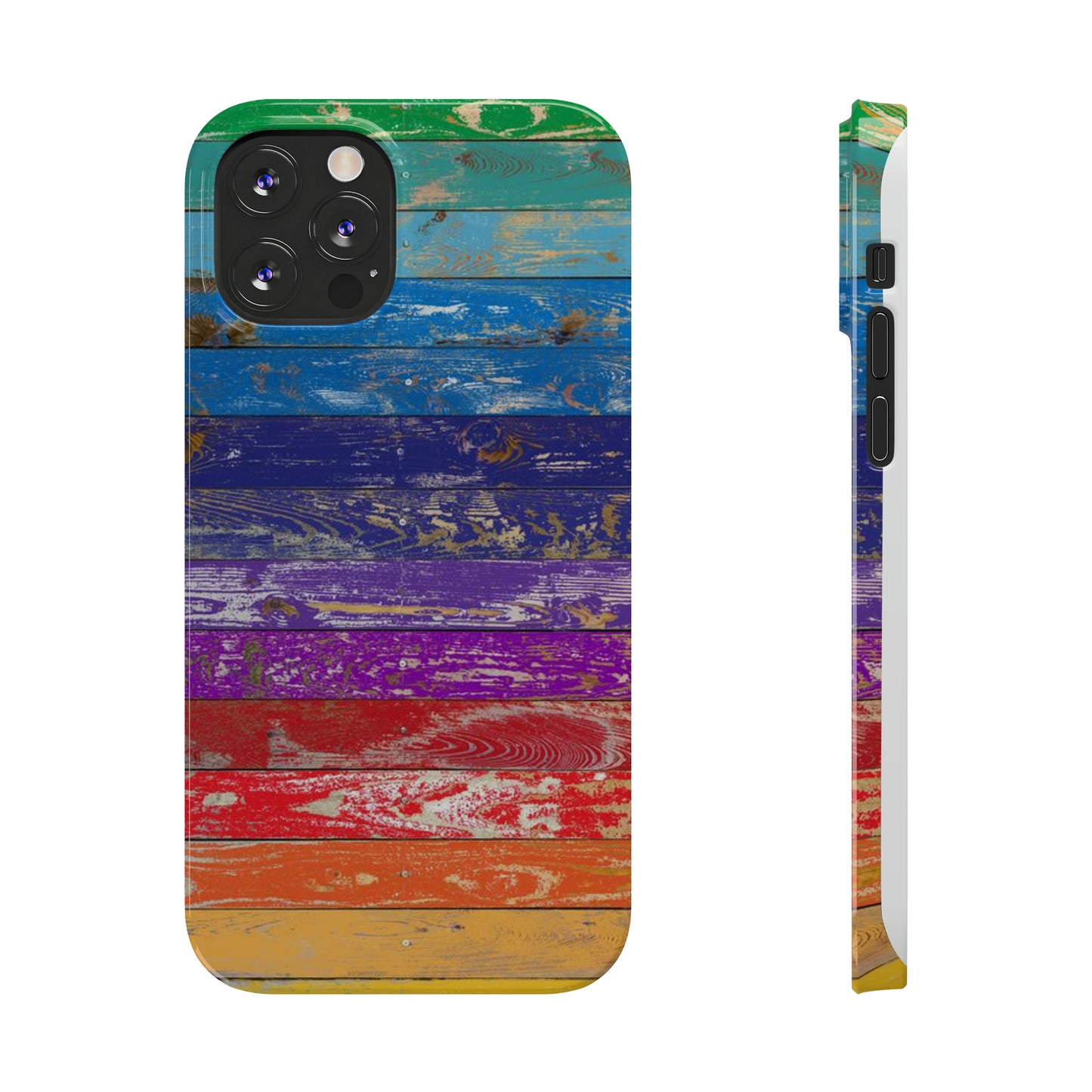 Rainbow Wood Planks Iphone 15-12 Slim Phone Case