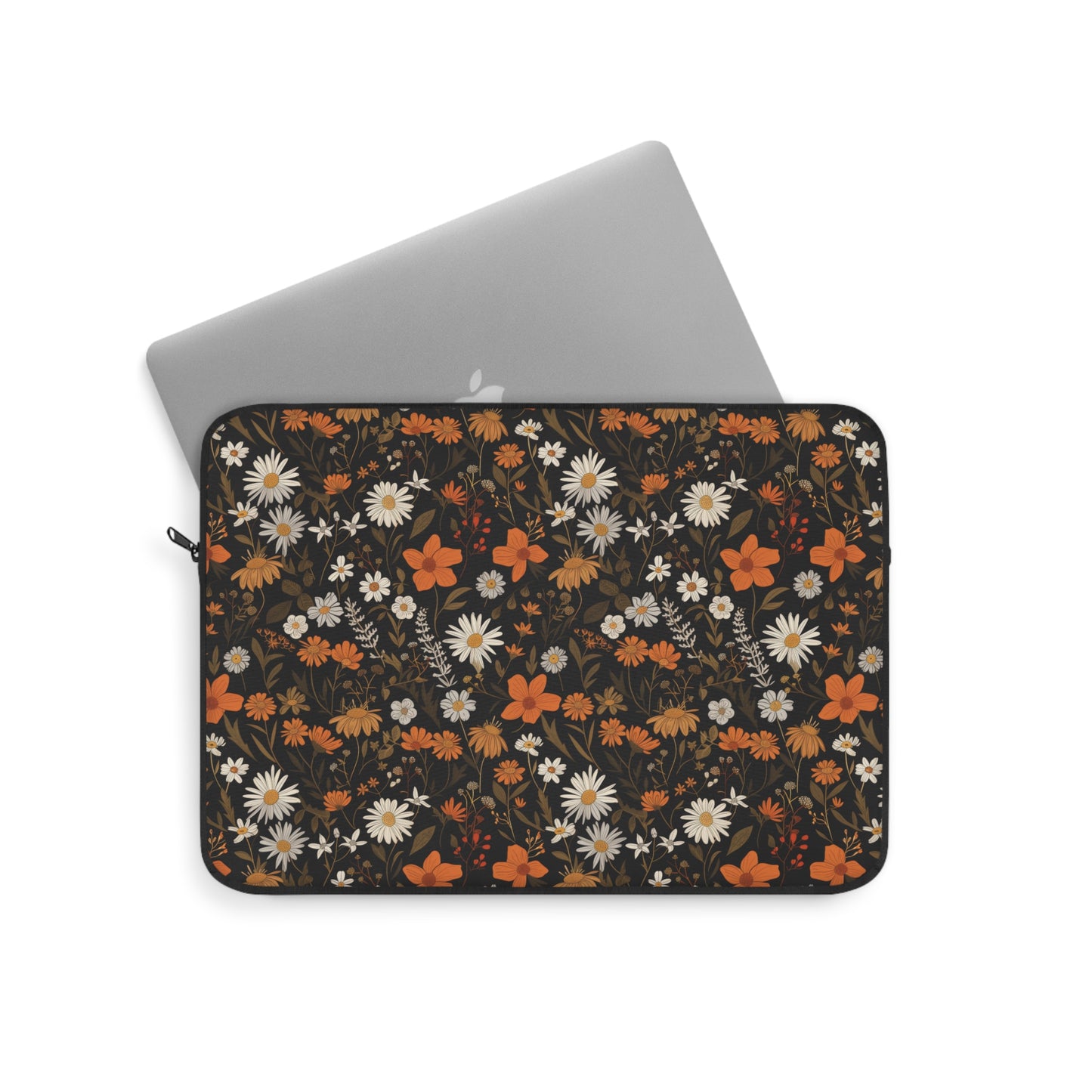 Elegant Floral Seamless Pattern in Warm Autumn Hues on Dark Background Laptop or Ipad Protective Sleeve 3 Sizes Available