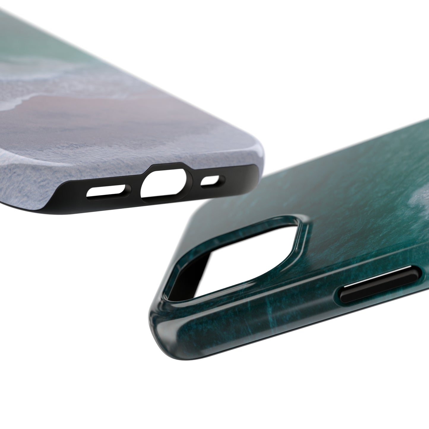 Ocean's Embrace: Deep Green Waters with White Waves Crashing onto the Beach Design Iphone Tough Phone Case