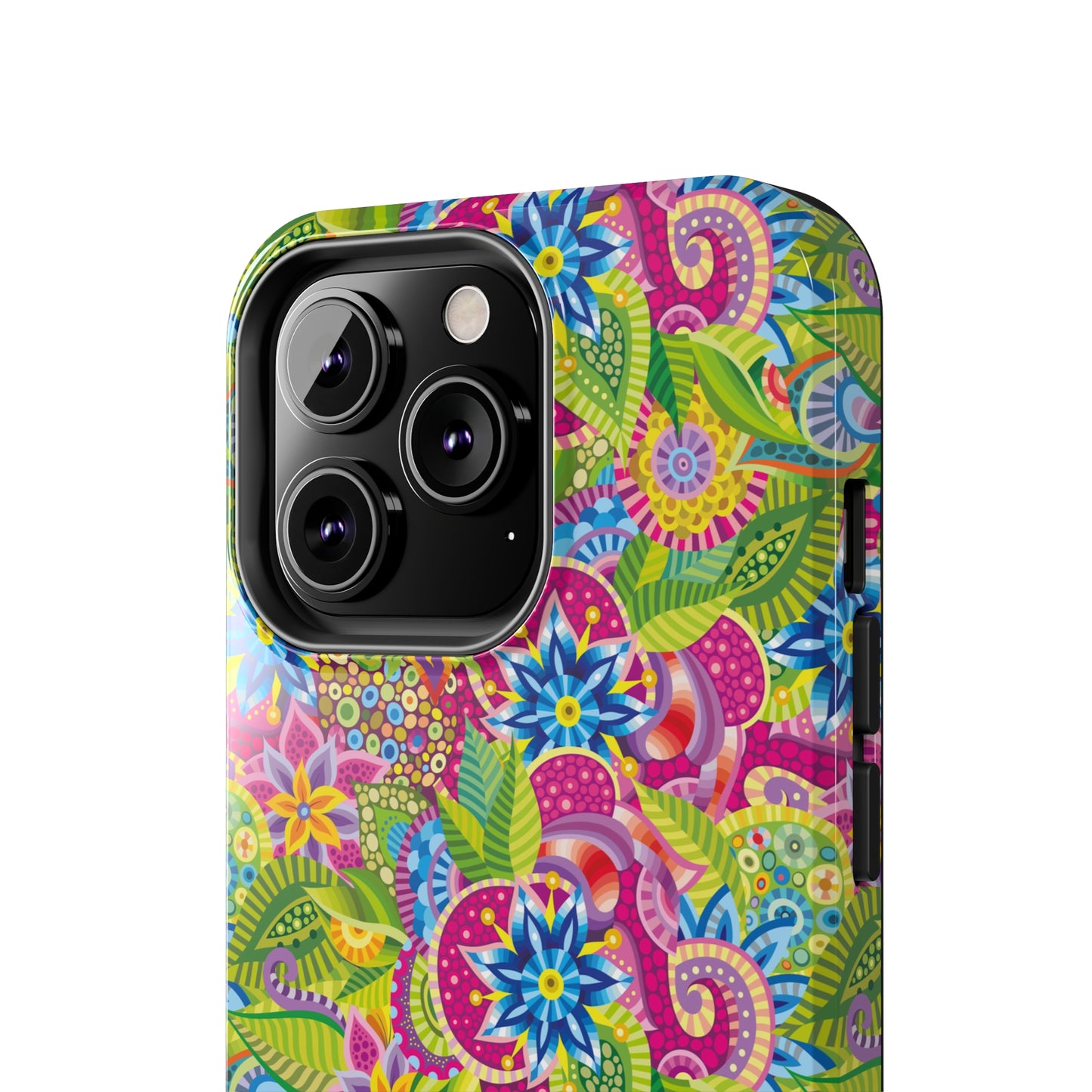 Vibrant Array of Abstract Flowers and Paisley in Rainbow Hues Iphone Tough Phone Case