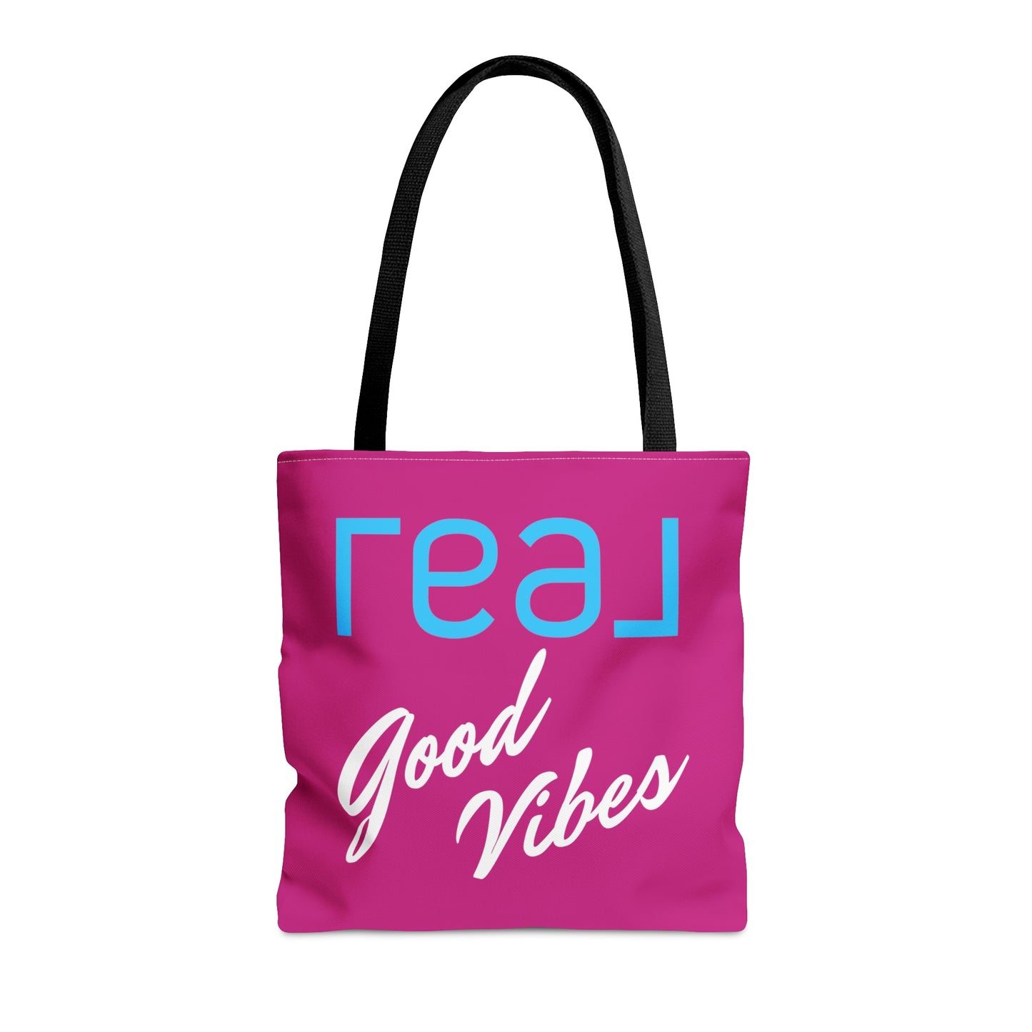 REAL Good Vibes Pink Stylish Canvas Tote Bag, 3 Sizes