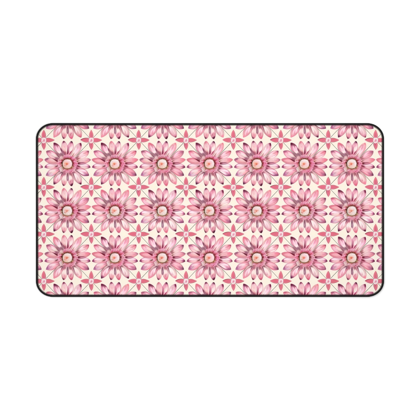 Radiant Pink Daisy Floral Pattern Extended Gaming Mouse Pad  Desk Mat  - 3 Sizes