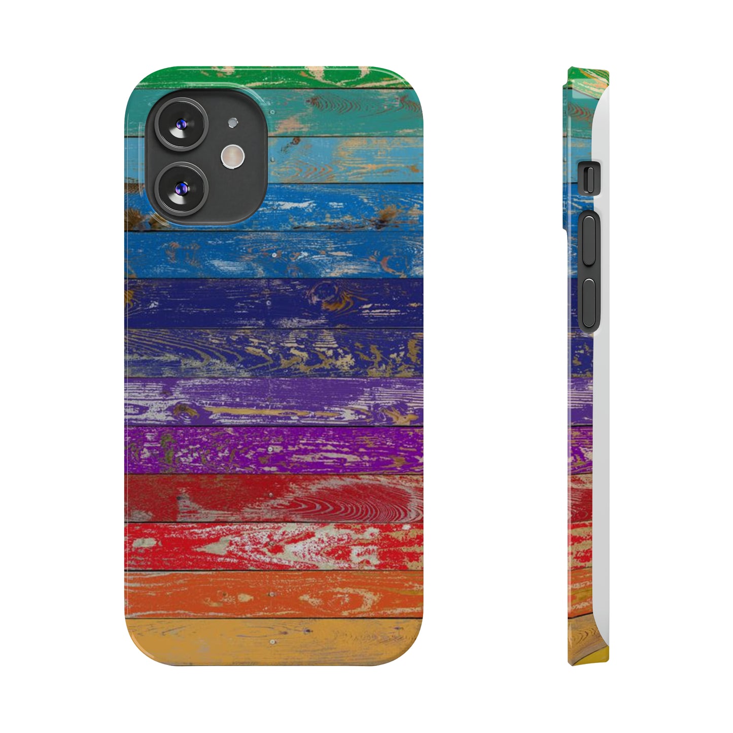 Rainbow Wood Planks Iphone 15-12 Slim Phone Case