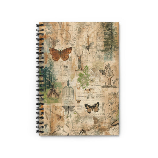 Botanical and Herb Garden with Butterflies - Spiral Notebook Ruled Line 6"x8"