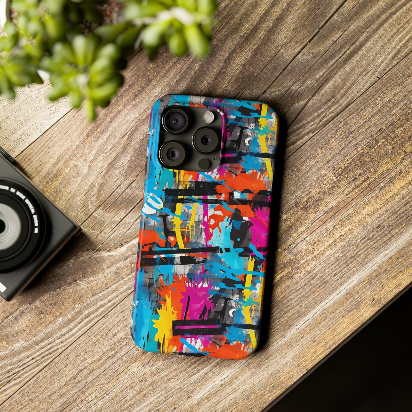 Rainbow Color Abstract Graffiti Design Iphone 15-12 Slim Phone Case