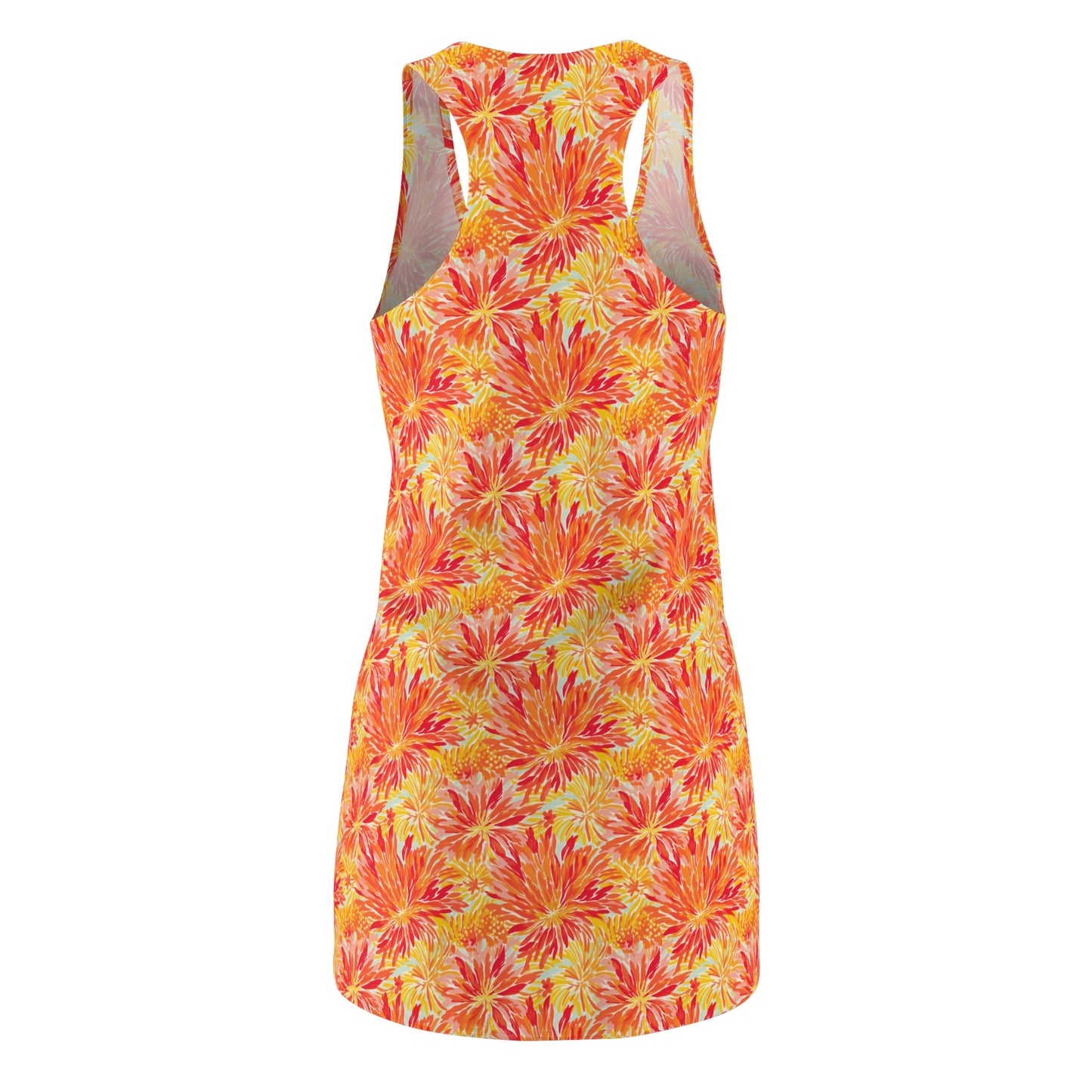 Golden Citrus Blooms: Vibrant Orange and Yellow Watercolor Flowers Women's Racerback Dress XS - 2XL