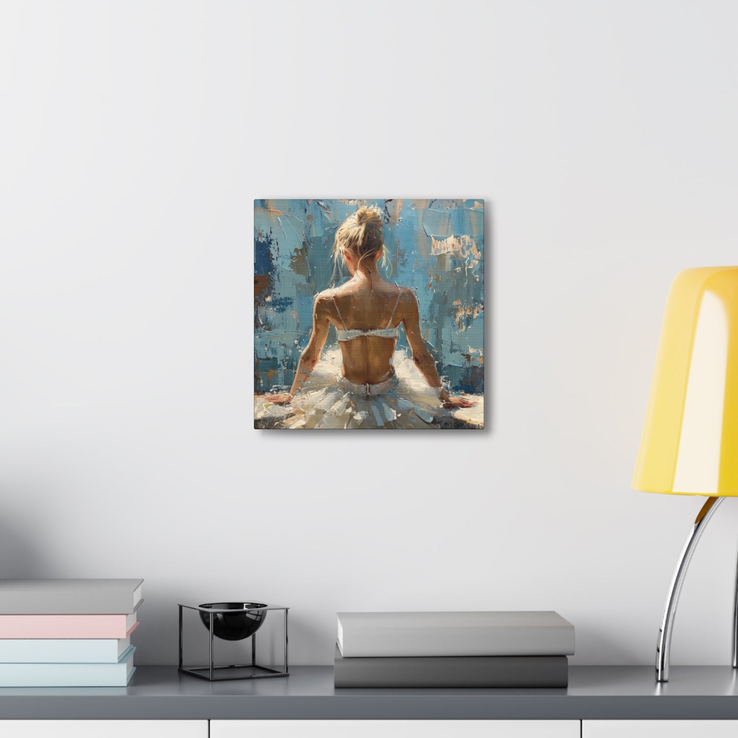 Sunlit Serenity Ballerina in White Dress, Bathed in Sunlight and Blue Skies with Back Turned Print on Canvas Gallery - 13 Sizes