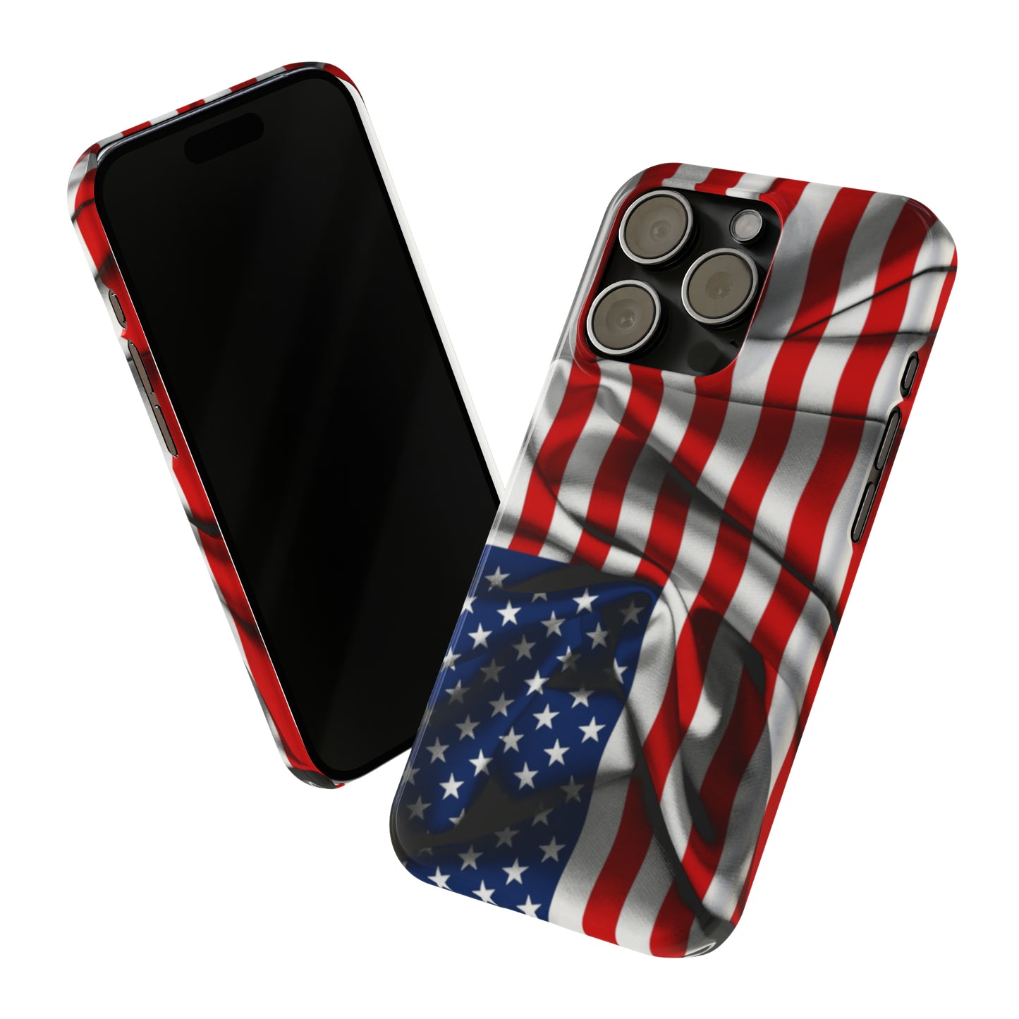 Proudly Unfurling: The American Flag Waves in Patriotic Splendor Iphone 15-12 Slim Phone Case