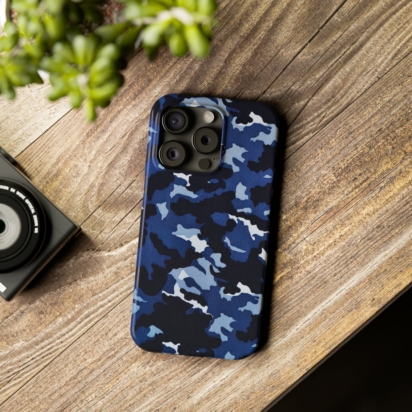 Deep Sea Concealment: Navy Blue Camouflage Iphone 15-12 Slim Phone Case