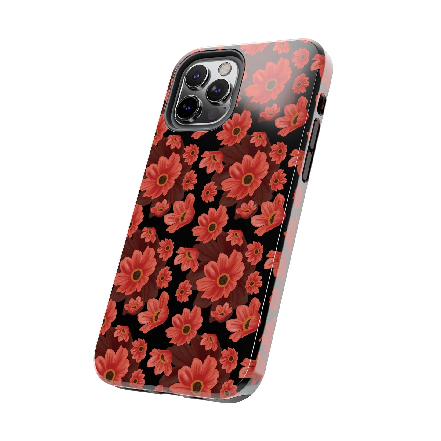 Large Red Flower Design Iphone Tough Phone Case