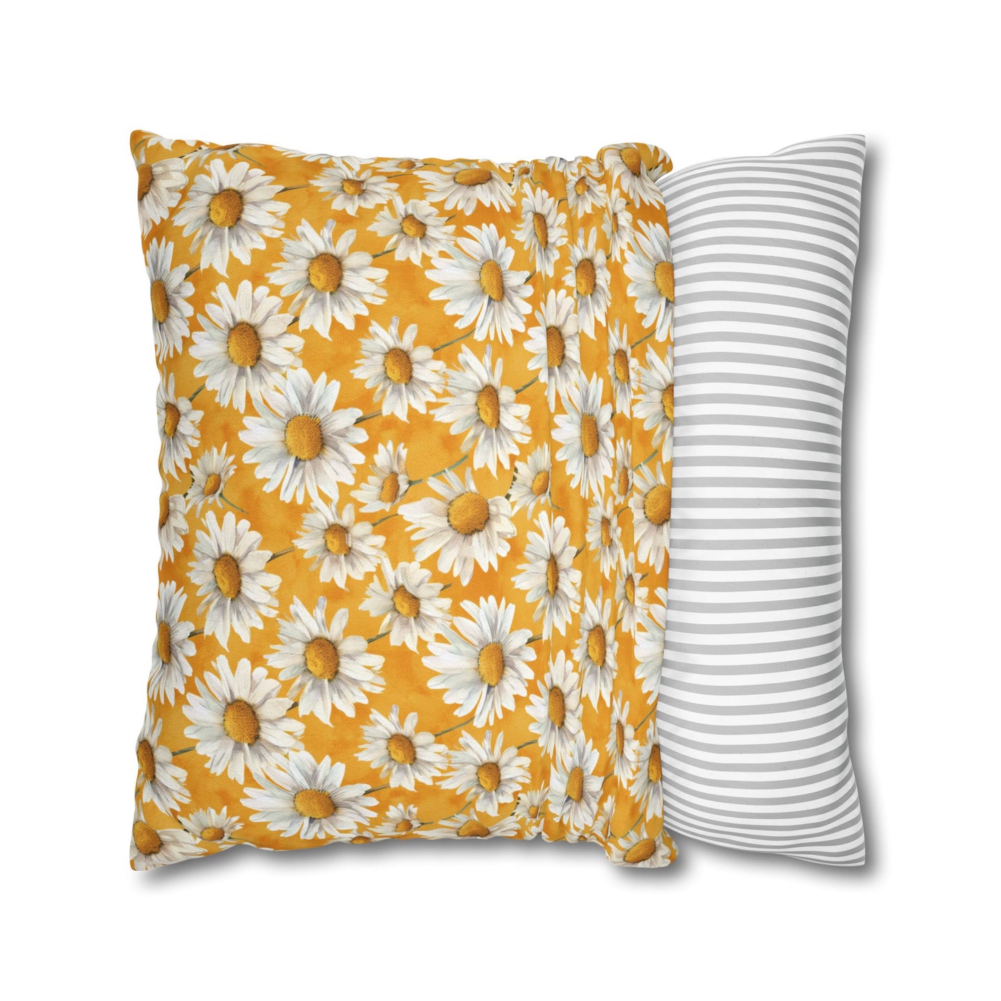 Golden Daisy Field with Vibrant Yellow Floral Design Spun Polyester Square Pillowcase 4 Sizes