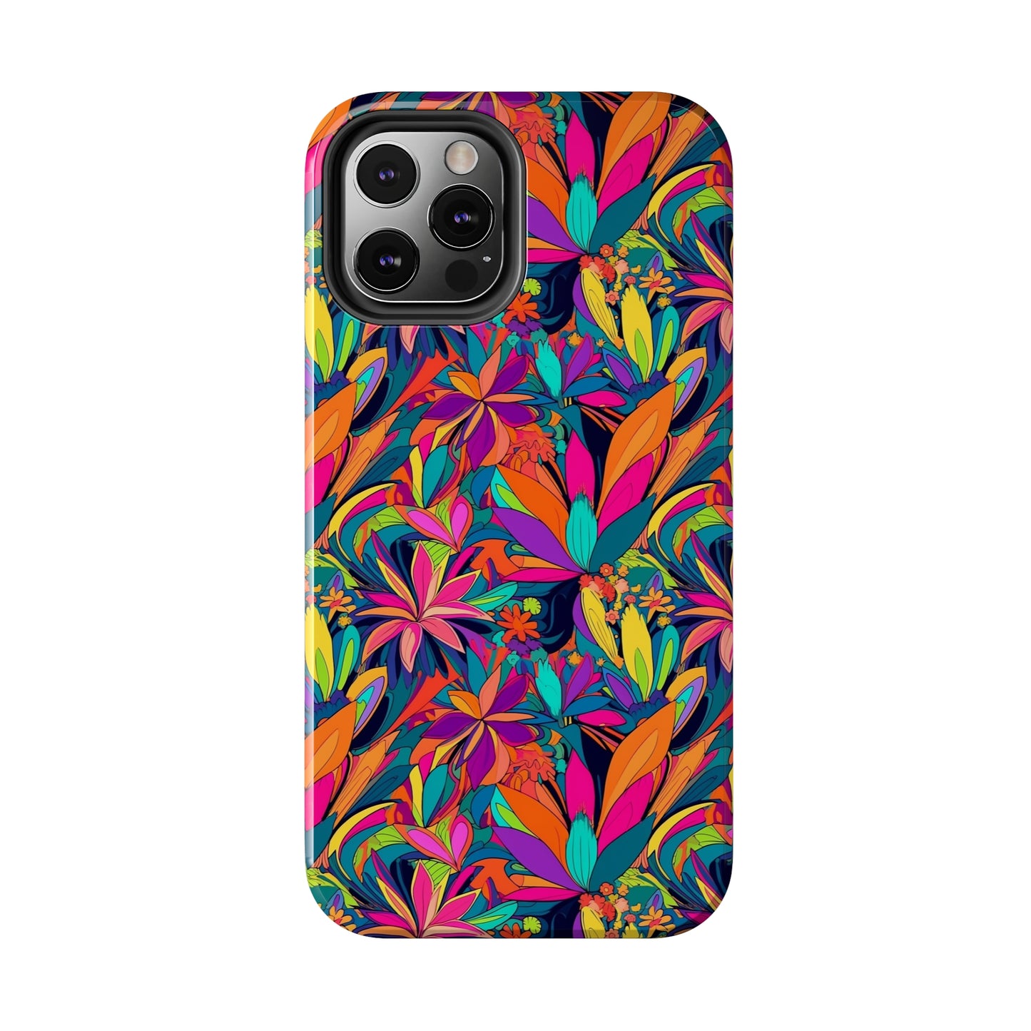 Tropical Neon Flowers Iphone Tough Phone Case