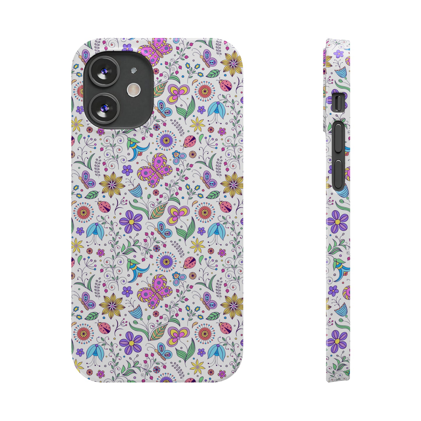 Butterflies and Flowers Iphone 15-12 Slim Phone Case