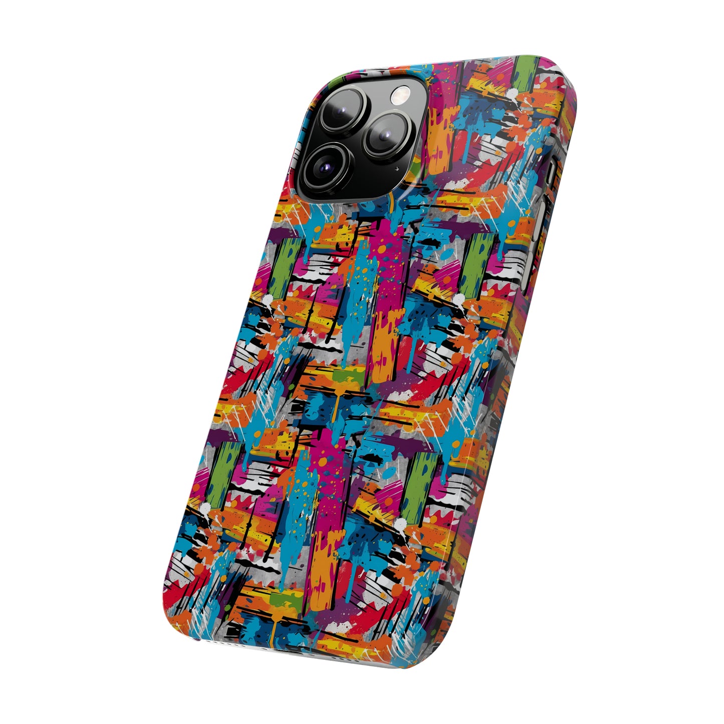 Abstract Brush Painted Colorful Design Iphone 15-12 Slim Phone Case