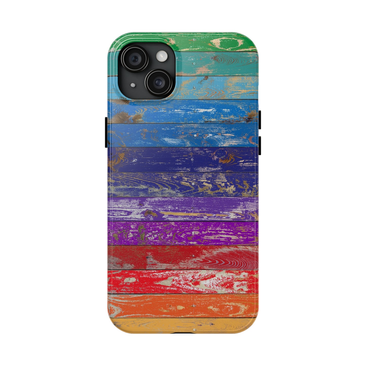 Rainbow Wood Planks Iphone Tough Phone Case