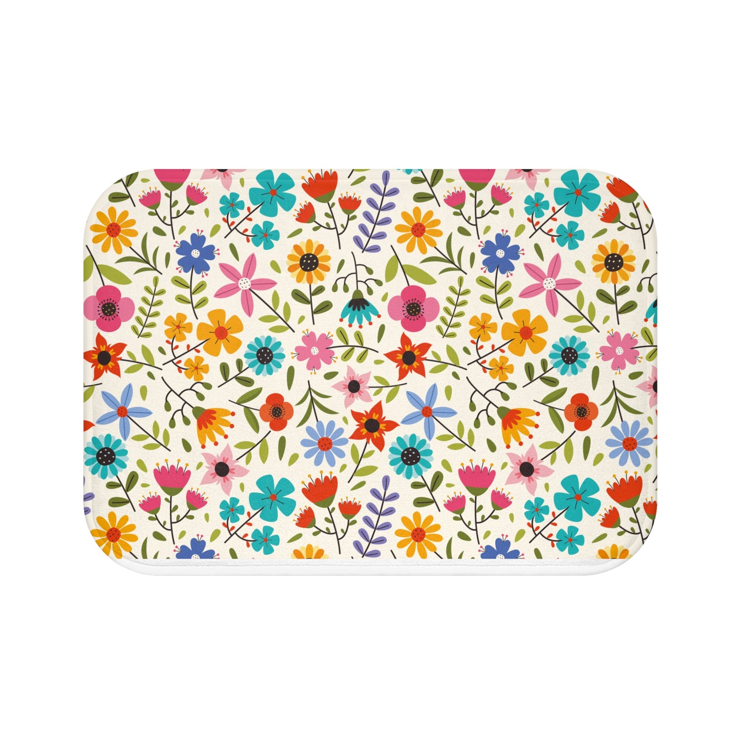 Bright Colored Springtime Flowers  - Bathroom Non-Slip Mat 2 Sizes