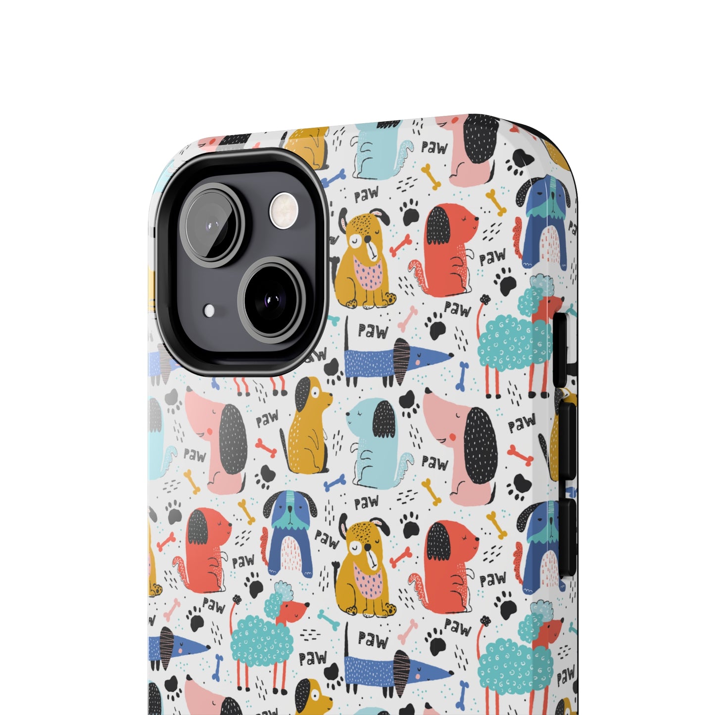 Playful Pups: Colorful Cartoon Dogs Iphone Tough Phone Case