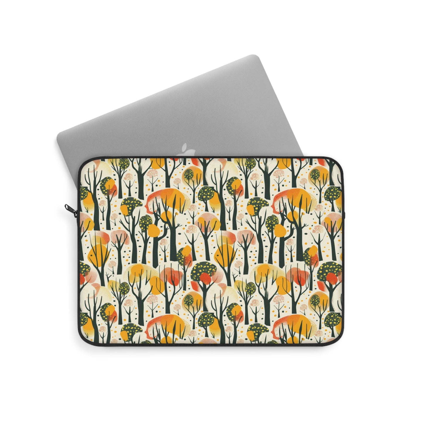 Enchanted Forest of Yellow and Orange Trees on a Speckled Cream Background Laptop or Ipad Protective Sleeve 3 Sizes Available