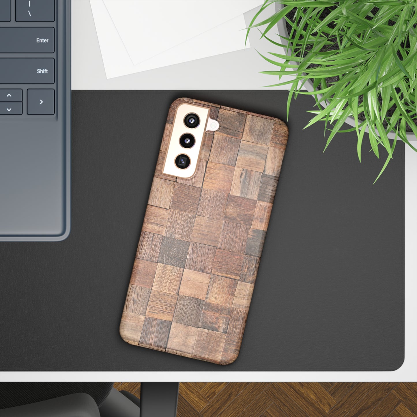 Organic Elegance Natural Woven Wood Design Design Samsung Slim Cases